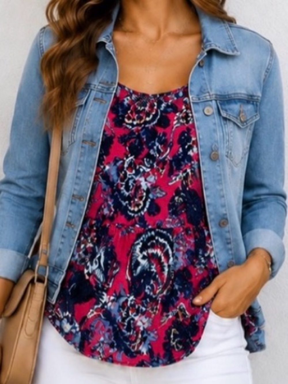 Roxy Floral Racerback Tank Top Pink Blue XS